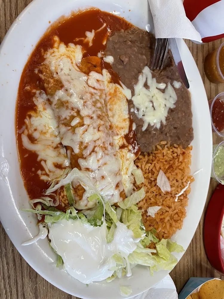 Enchilada Tostada Rice Beans